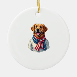 Independence Day Golden Retriever Vintage Shirt 3 Ceramic Tree Decoration