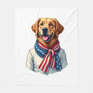 Independence Day Golden Retriever Vintage Shirt 3 Fleece Blanket