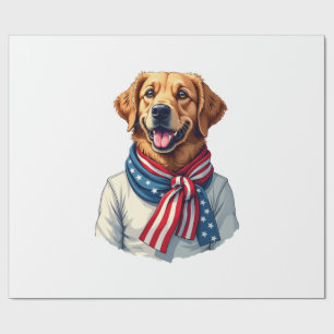 Independence Day Golden Retriever Vintage Shirt 3 Wrapping Paper