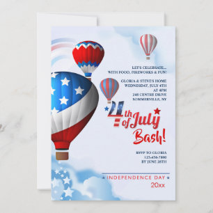 Independence Day Hot Air Balloons Invitation