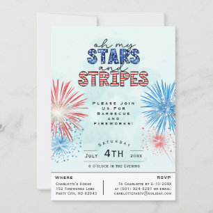 Independence Day July 4th Fireworks Party Invitation