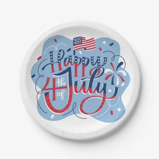 Independence Day July 4th Paper Plate (Front)
