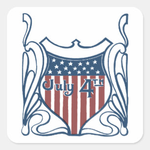 Independence Day July 4th Vintage Shield w/Stars Square Sticker