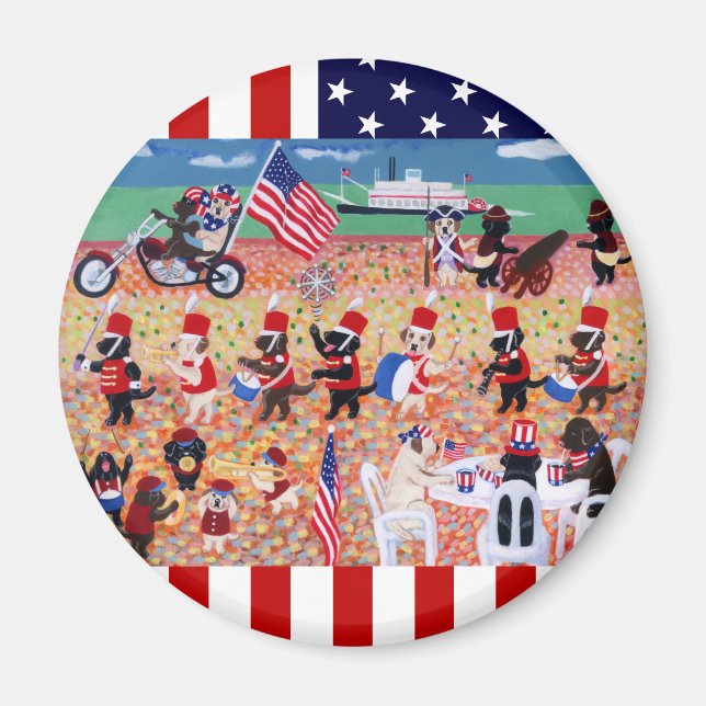 Independence Day Labradors Magnet (Front)