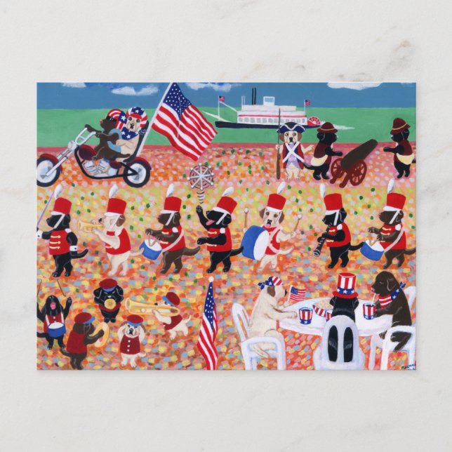 Independence Day Labradors Postcard (Front)