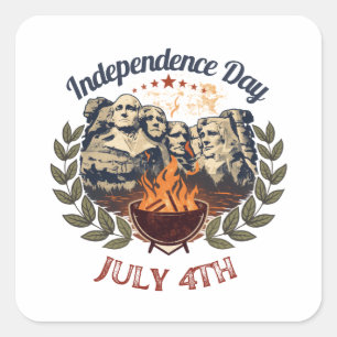 Independence Day Mount Rushmore July 4th Square Sticker