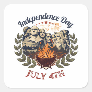 Independence Day Mount Rushmore July 4th Square Sticker