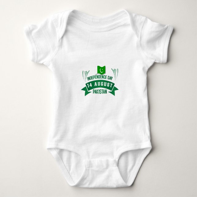 Independence Day Pakistan 14 August Pakistan Flag Baby Bodysuit (Front)