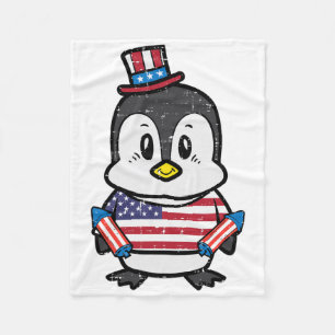 Independence Day Penguin 4th July America Toddler  Fleece Blanket