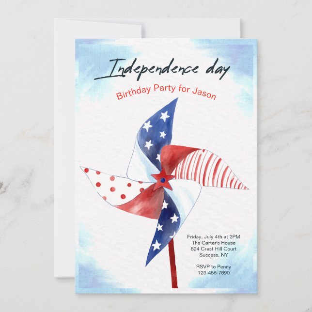 Independence Day Pinwheel Invitation (Front)