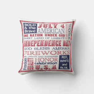 Independence Day- Red, White and Blue Subway Art Cushion