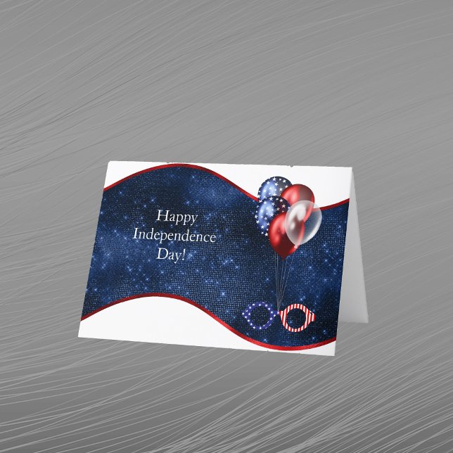 Independence Day Red White Blue Balloons Holiday Card (Creator Uploaded)