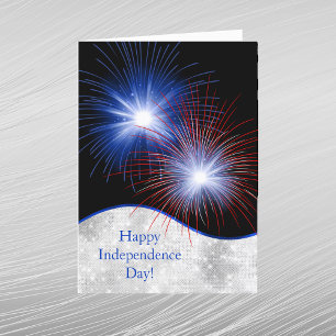 Independence Day Red White Blue Fireworks Holiday Card