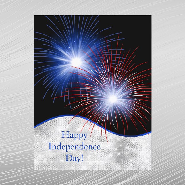 Independence Day Red White Blue Fireworks Holiday Postcard (Creator Uploaded)