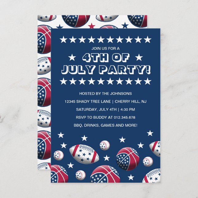 Independence Day Sports Party Invitation (Front/Back)