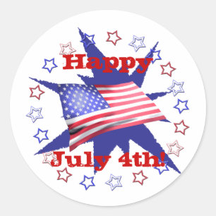 Independence Day Star Circle Classic Round Sticker