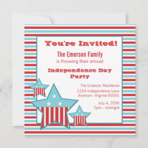 Independence Day Striped Stars Invite