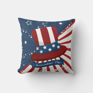Independence Day Top Hat Stars and Stripes  Cushion