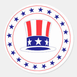 Independence Day Uncle Sam's Hat Classic Round Sticker