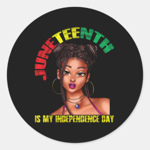 Independence Day United States African Woman Usa  Classic Round Sticker