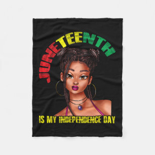 Independence Day United States African Woman Usa Fleece Blanket