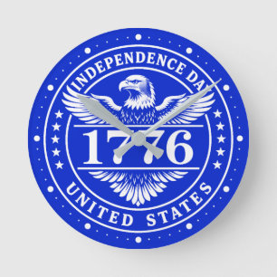 Independence Day United States Eagle Badge Round Clock
