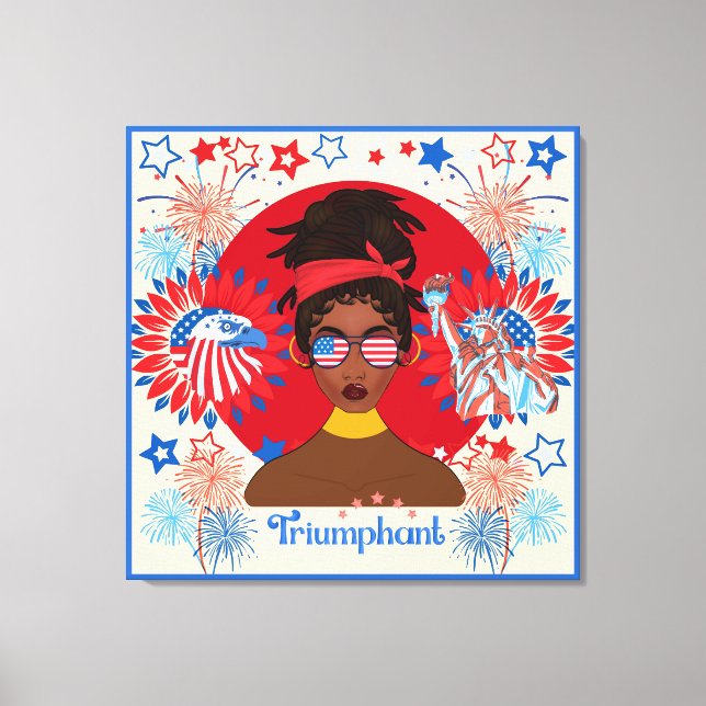 Independence Day Vintage Stretched Canvas Print (Front)