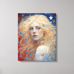 Independence Day Woman Red White Blue  Canvas Print