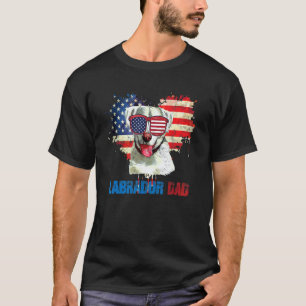 Independence Dog Labrador Retriever Dad Us Flag Ju T-Shirt
