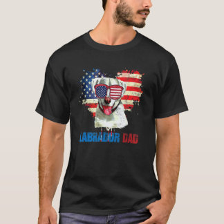 Independence Dog Labrador Retriever Dad Us Flag Ju T-Shirt