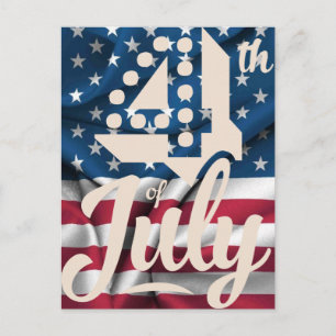 Independence July 4 american flag vintage script Postcard