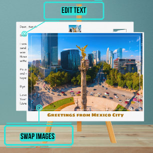 Independence Monument with Skyline Mexico City Postcard