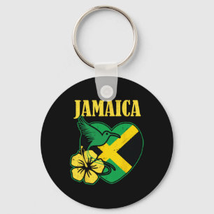 Independence Shirt Jamaican Flag Flower And Bird  Key Ring