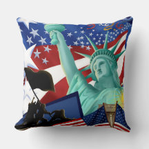 Independence Statue of Liberty US Flag Pillow