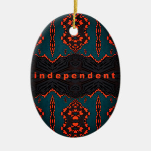 Independent and Proud! in green and orange Ceramic Tree Decoration