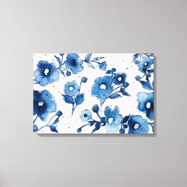 Independent Blue Blooms Canvas Print (Front)