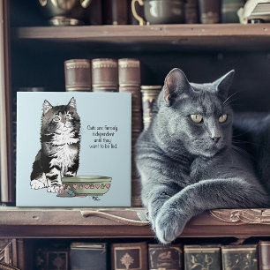 Independent Grey Tabby Blue Cute Funny Cat Tile