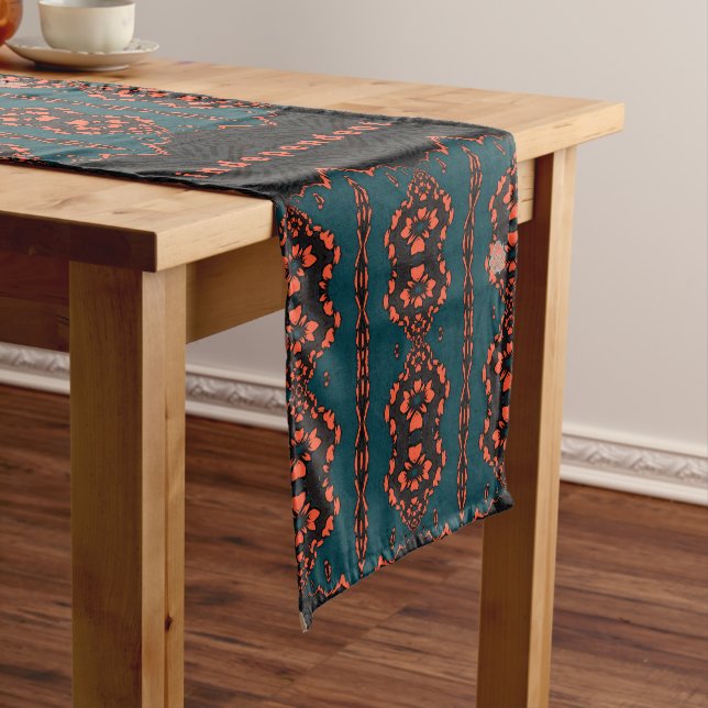Independent in Orange and Green Short Table Runner (In Situ)