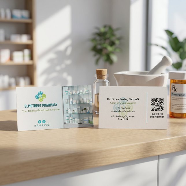 Independent Pharmacy | Modern Minimalist Barcode Business Card (Creator Uploaded)