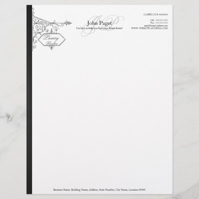 Independent Real Estate Business Custom Letterhead (Front)