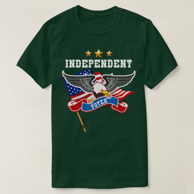 Independent Voter With Bald Eagle And American Fla T-Shirt (Design Front)