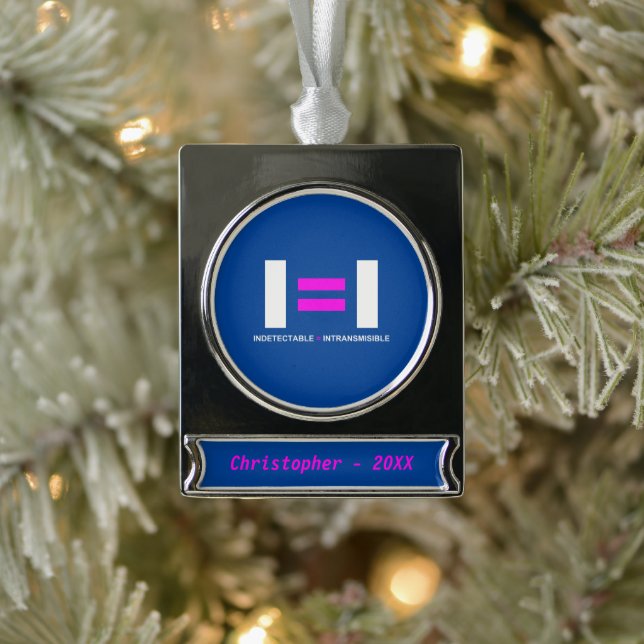 Indetectable es igual a Intransmisible VIH Silver Plated Banner Ornament (Tree)