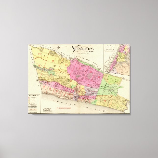 Index map Yonkers atlas Canvas Print (Front)