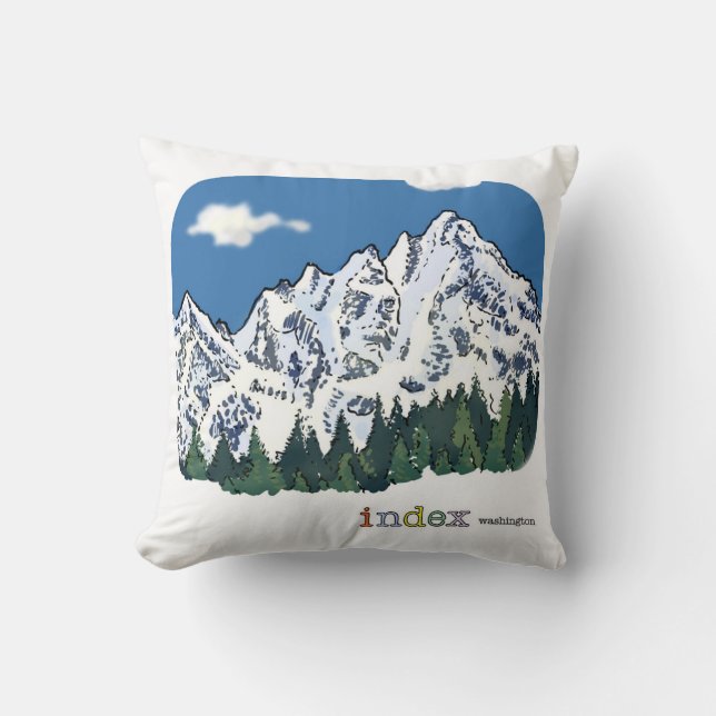 Index WA Mountain Throw Pillow 16" x 16" (Front)