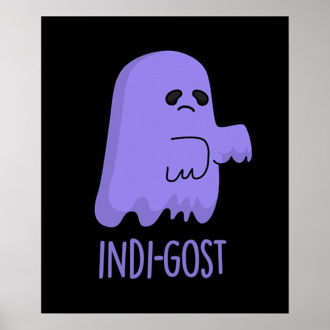 Indi-gost Funny Halloween Indigo Ghost Pun Dark BG Poster (Front)
