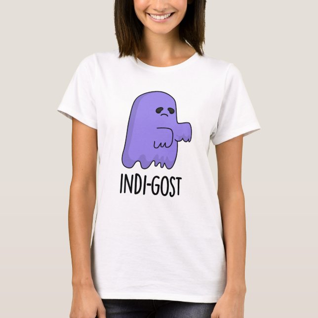 Indi-gost Funny Halloween Indigo Ghost Pun  T-Shirt (Front)