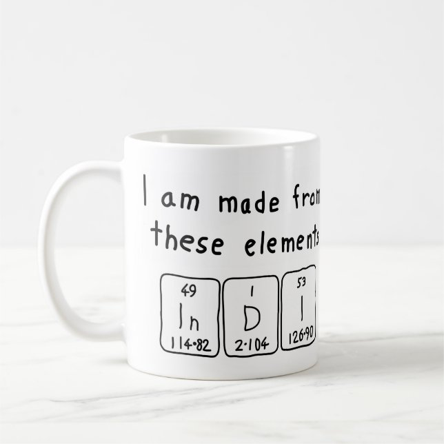 Indi periodic table name mug (Left)