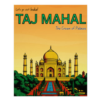 India Agra Taj Mahal travel Poster