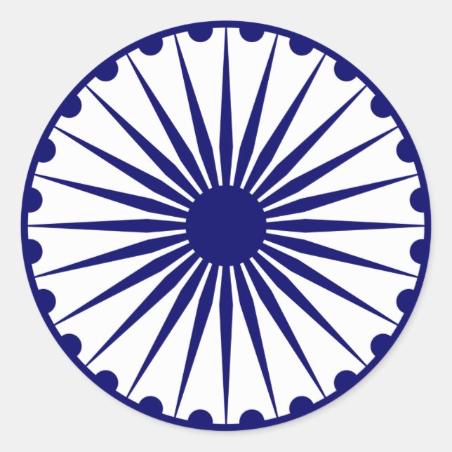 India Ashoka Chakra Classic Round Sticker (Front)