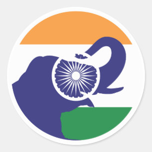 India Asian elephant Indian National Animal Flag Classic Round Sticker